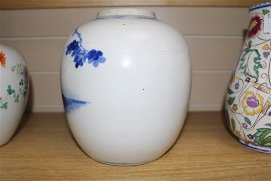 A 19th century Chinese blue and white ginger jar, 8.75in.